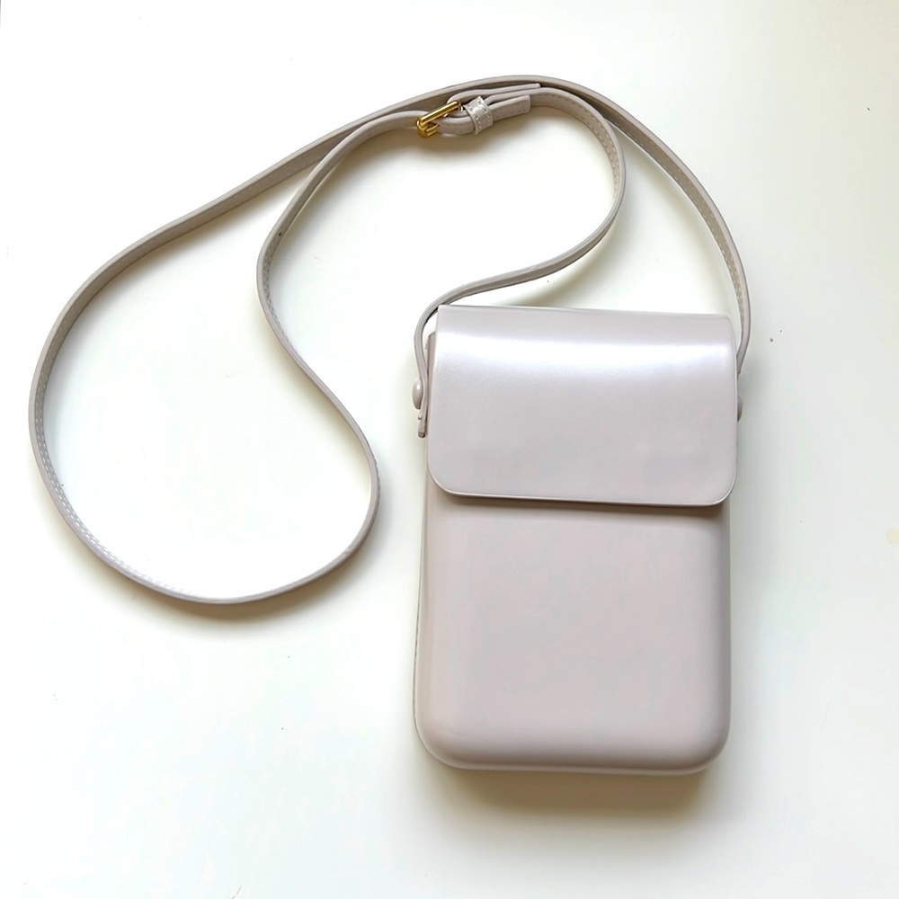 Compact Cream Mini Crossbody Phone Bag with Flap